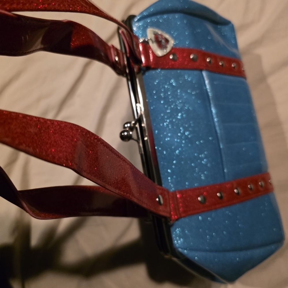 Made By HOLD FAST. Sparkling Blue and Red Shoulder Bag - Picture 4 of 16
